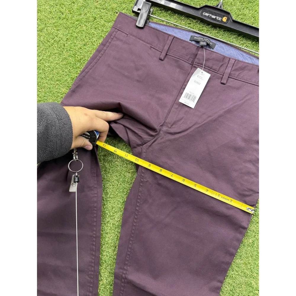 Banana Republic Chino Pants Mens 31x32 Burgundy Preppy Fulton Skinny Fit NWT
